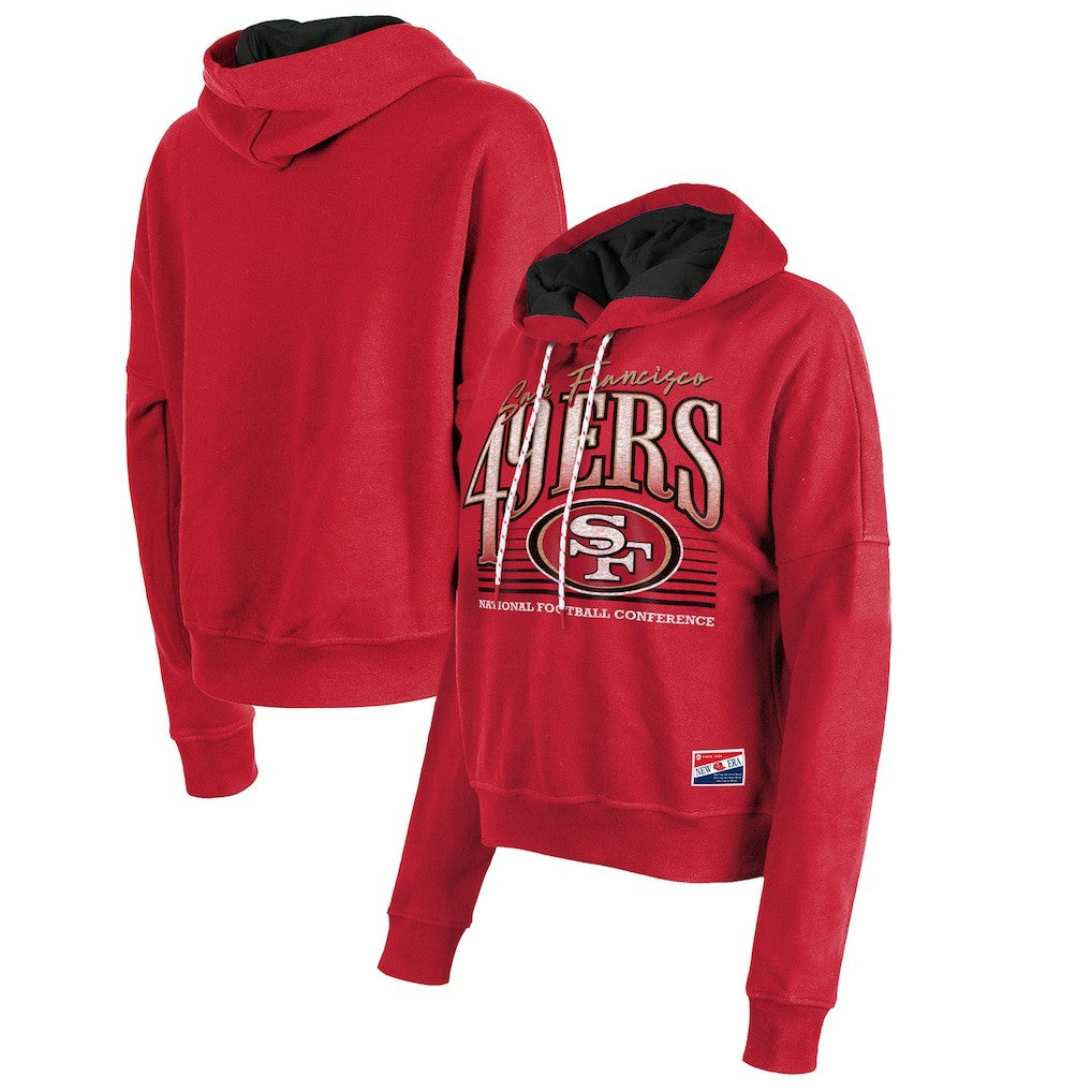 San Francisco 49ers New Era Women's Boxy Pullover Hoodie Scarlet | NFL