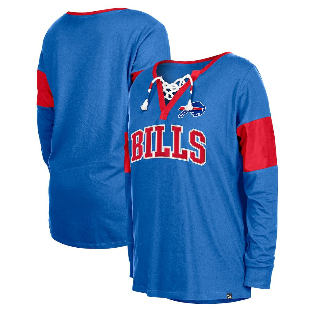 Buffalo Bills New Era Women's Lace-Up Notch-Neck Long Sleeve T-Shirt Royal | NFL