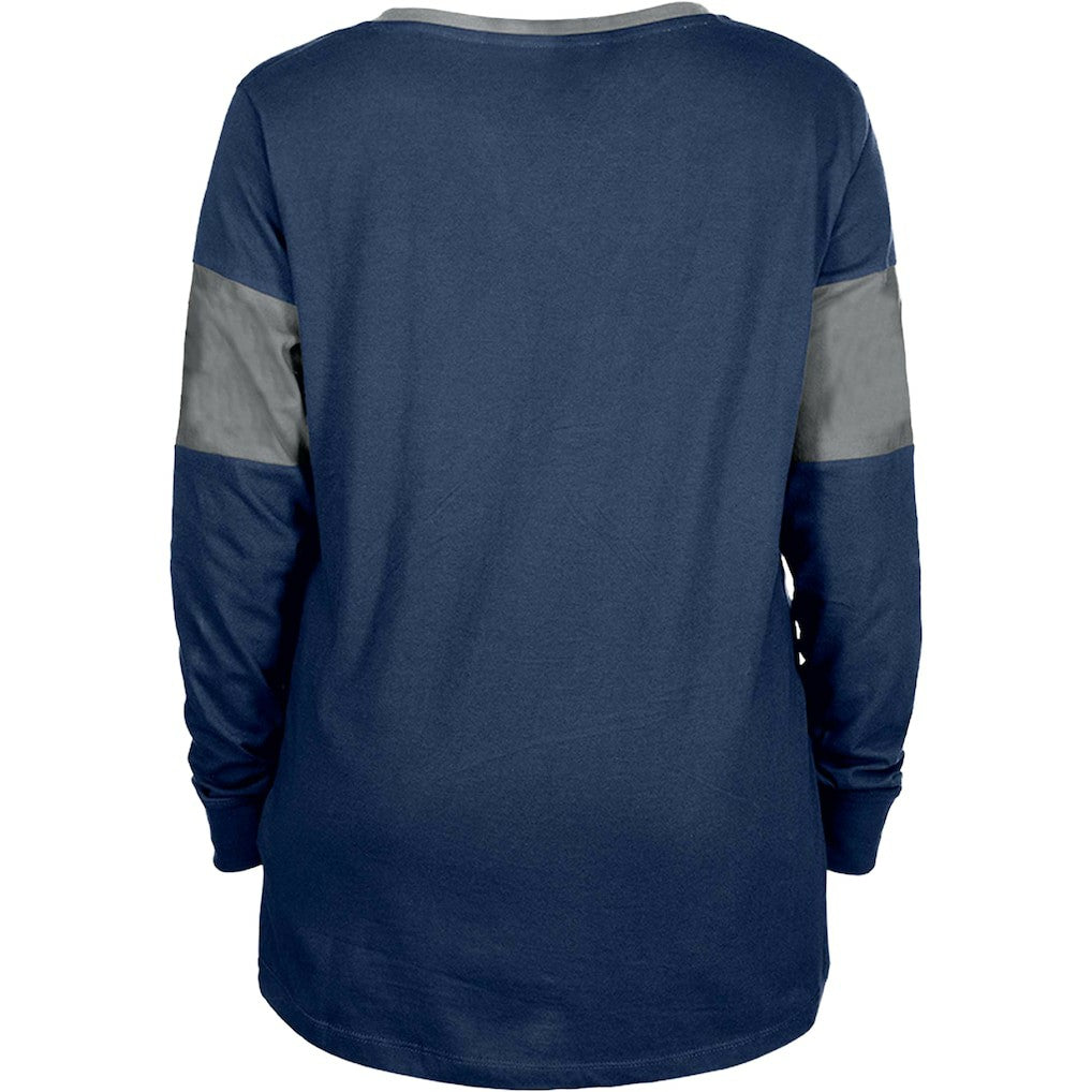 Dallas Cowboys New Era Women's Lace-Up Notch-Neck Long Sleeve T-Shirt Navy | NFL
