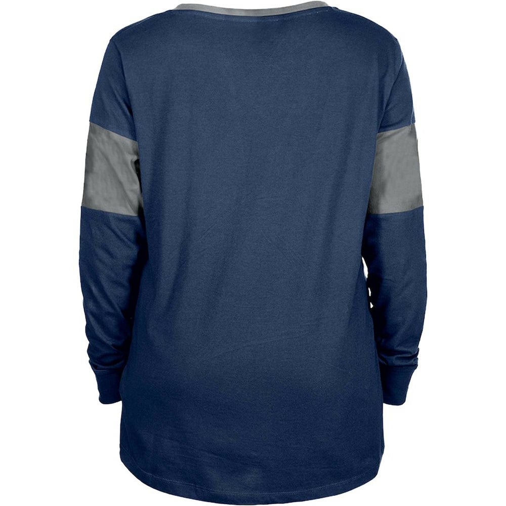 Dallas Cowboys New Era Women's Lace-Up Notch-Neck Long Sleeve T-Shirt Navy | NFL