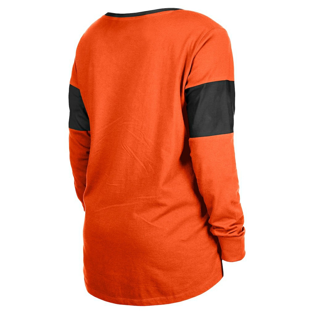 Cincinnati Bengals New Era Women's Lace-Up Notch-Neck Long Sleeve T-Shirt Orange | NFL