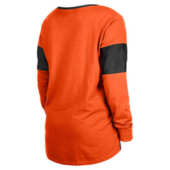 Cincinnati Bengals New Era Women's Lace-Up Notch-Neck Long Sleeve T-Shirt Orange | NFL