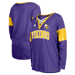 Minnesota Vikings New Era Women's Lace-Up Notch-Neck Long Sleeve T-Shirt Purple | NFL