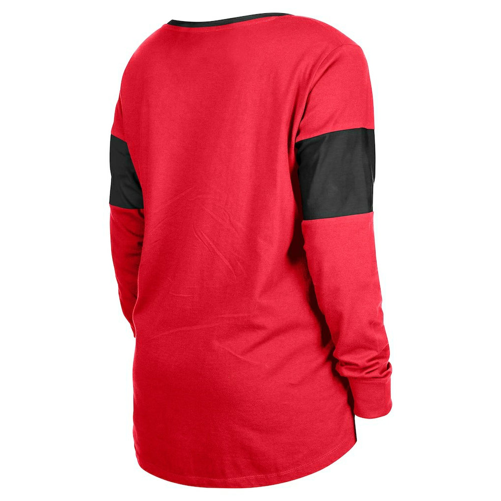 San Francisco 49ers New Era Women's Lace-Up Notch-Neck Long Sleeve T-Shirt Scarlet | NFL