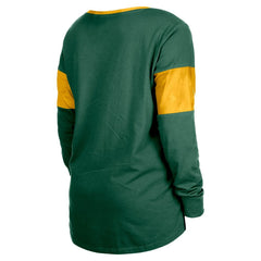 Green Bay Packers New Era Women's Lace-Up Notch-Neck Long Sleeve T-Shirt Green | NFL
