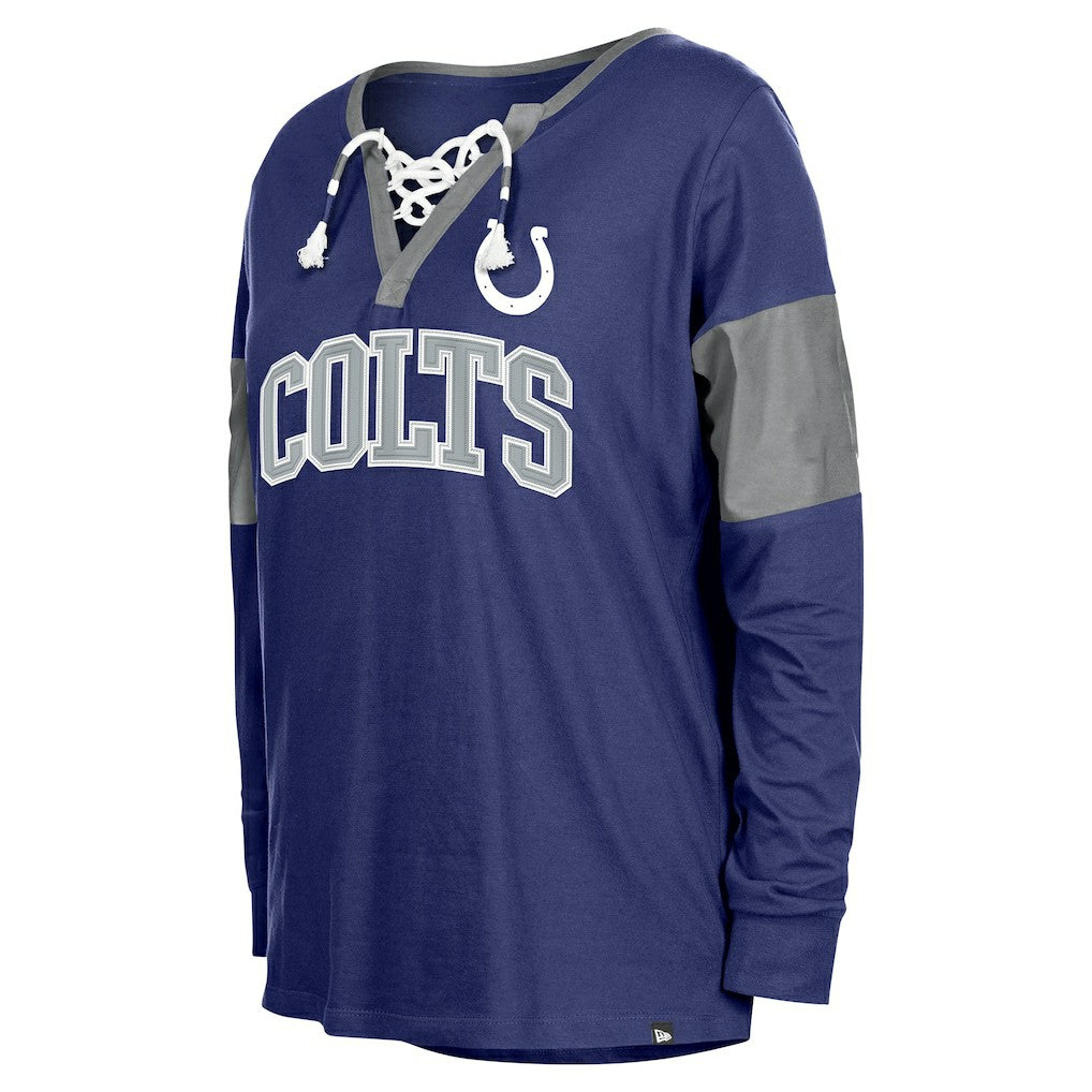 Indianapolis Colts New Era Women's Lace-Up Notch-Neck Long Sleeve T-Shirt Royal | NFL