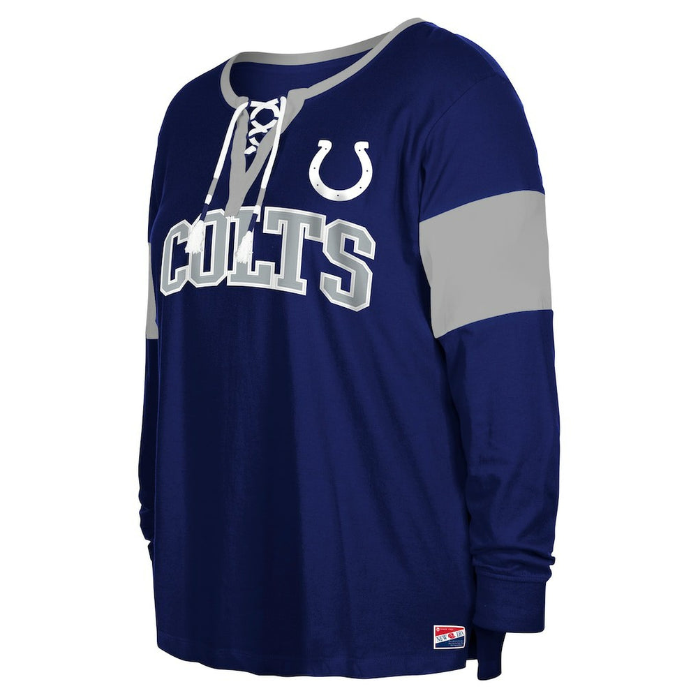 Indianapolis Colts New Era Women's Plus Size Lace-Up Notch Neck Long Sleeve T-Shirt  Royal | NFL