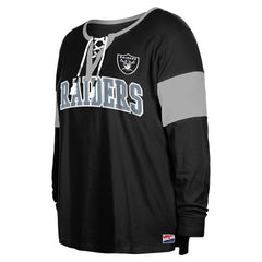 Las Vegas Raiders New Era Women's Plus Size Lace-Up Notch Neck Long Sleeve T-Shirt  Black | NFL