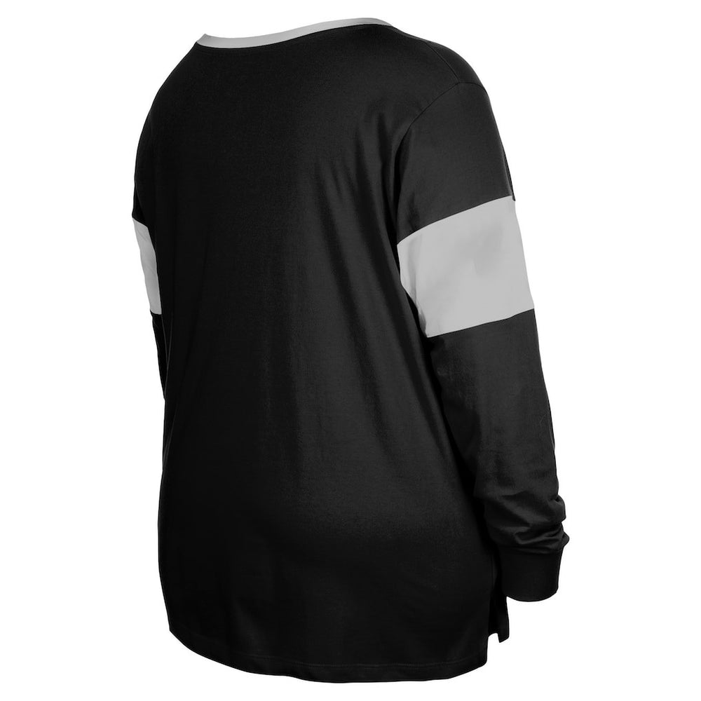 Las Vegas Raiders New Era Women's Plus Size Lace-Up Notch Neck Long Sleeve T-Shirt  Black | NFL