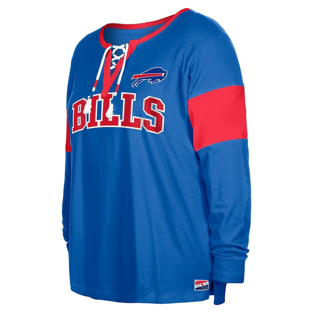 Buffalo Bills New Era Women's Plus Size Lace-Up Notch Neck Long Sleeve T-Shirt  Royal | NFL