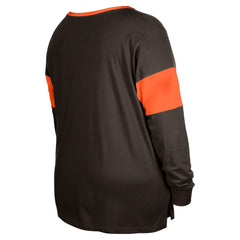 Cleveland Browns New Era Women's Plus Size Lace-Up Notch Neck Long Sleeve T-Shirt  Brown | NFL