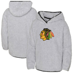 Chicago Blackhawks Girls Youth Ultimate Teddy Fleece Pullover Hoodie - Heather Gray - NHL