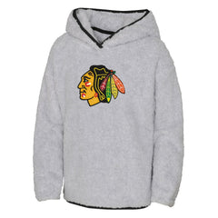 Chicago Blackhawks Girls Youth Ultimate Teddy Fleece Pullover Hoodie - Heather Gray - NHL