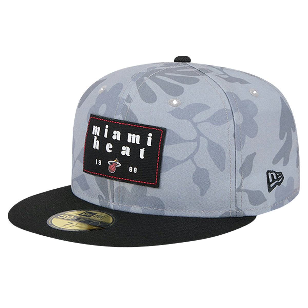 Miami Heat Palm Fronds 2-Tone 59FIFTY Fitted Hat Gray - NBA
