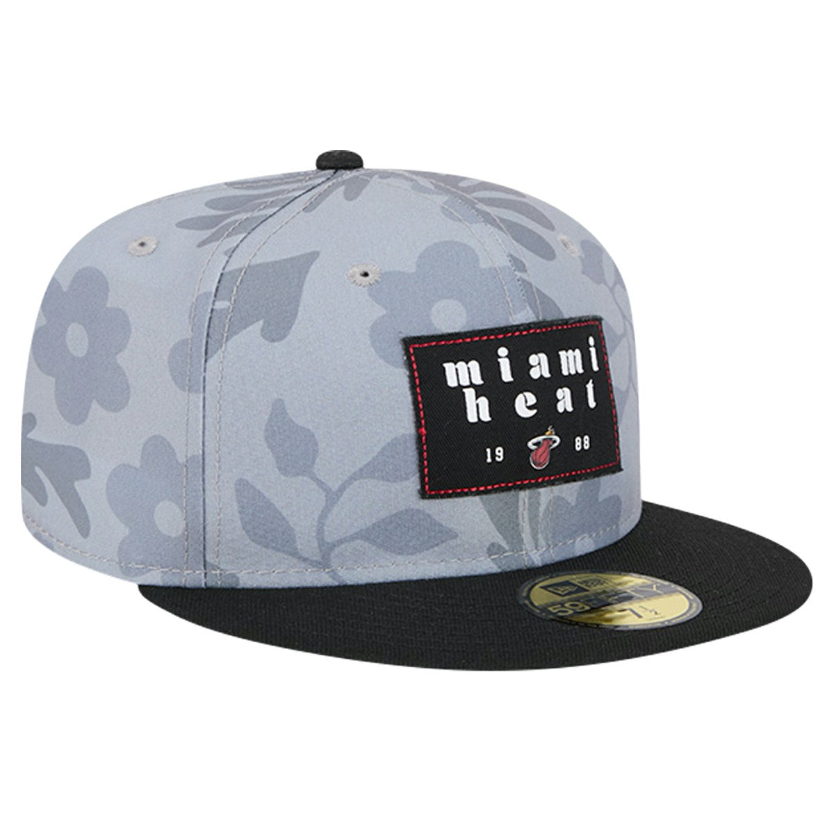 Miami Heat Palm Fronds 2-Tone 59FIFTY Fitted Hat Gray - NBA