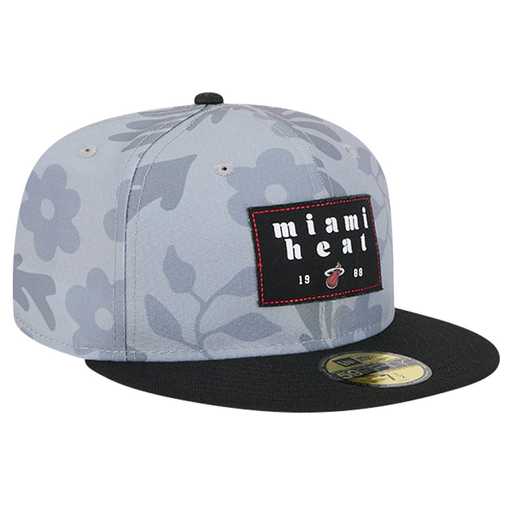 Miami Heat Palm Fronds 2-Tone 59FIFTY Fitted Hat Gray - NBA