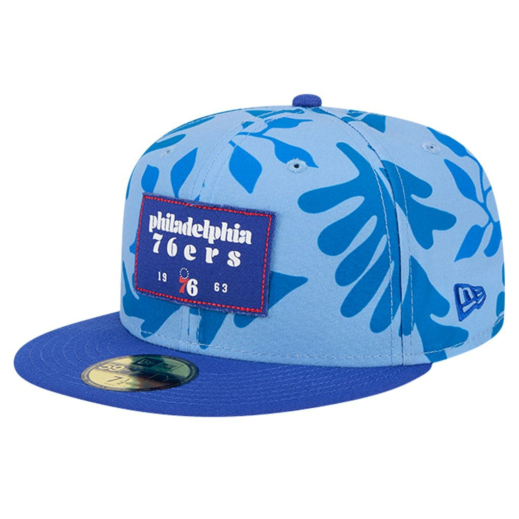 Philadelphia 76ers Palm Fronds 2-Tone 59FIFTY Fitted Hat Royal - NBA
