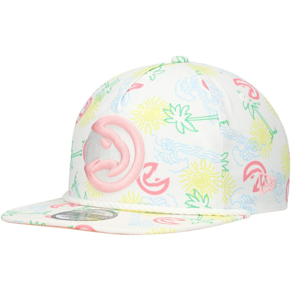 Atlanta Hawks Palm Trees and Waves Golfer Adjustable Hat White - NBA