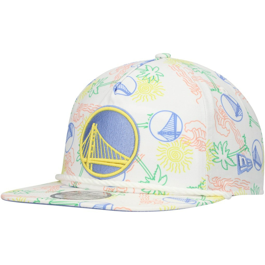 Golden State Warriors Palm Trees and Waves Golfer Adjustable Hat White - NBA