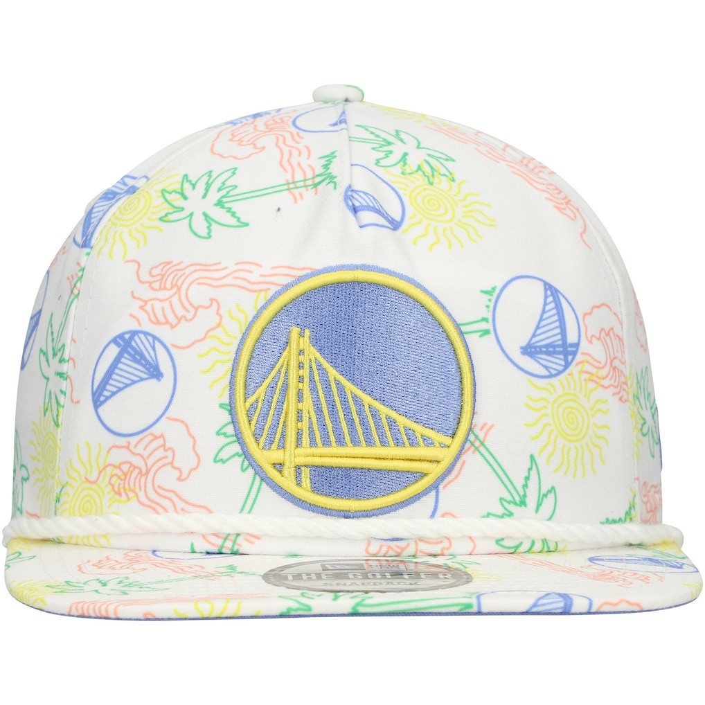Golden State Warriors Palm Trees and Waves Golfer Adjustable Hat White - NBA