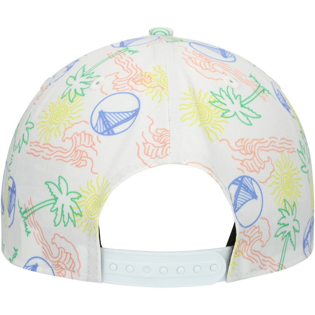Golden State Warriors Palm Trees and Waves Golfer Adjustable Hat White - NBA