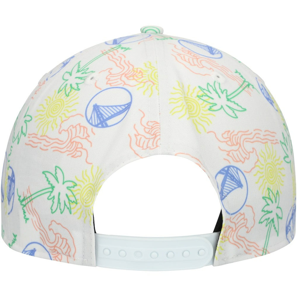 Golden State Warriors Palm Trees and Waves Golfer Adjustable Hat White - NBA