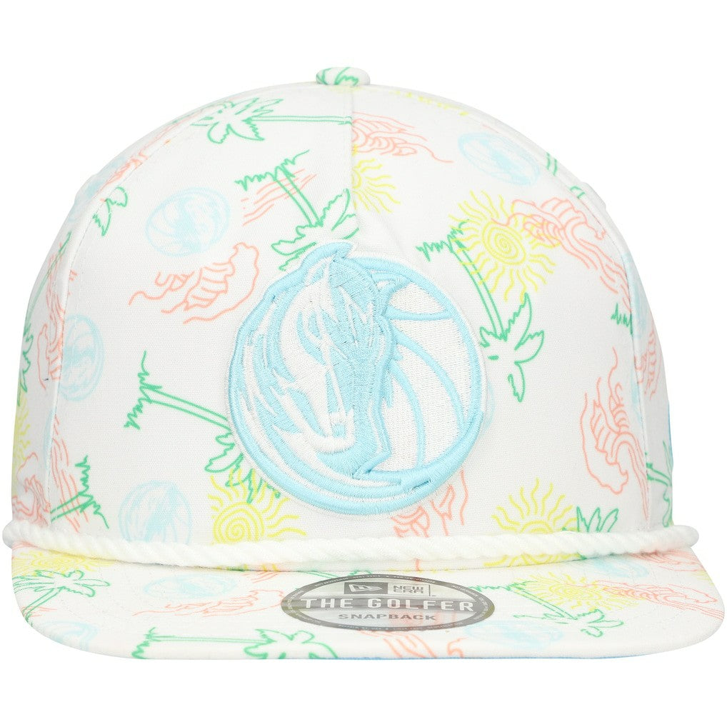 Dallas Mavericks Palm Trees and Waves Golfer Adjustable Hat White - NBA