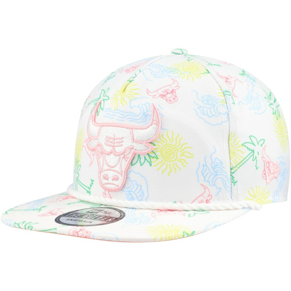 Chicago Bulls Palm Trees and Waves Golfer Adjustable Hat White - NBA