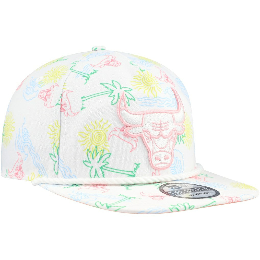 Chicago Bulls Palm Trees and Waves Golfer Adjustable Hat White - NBA