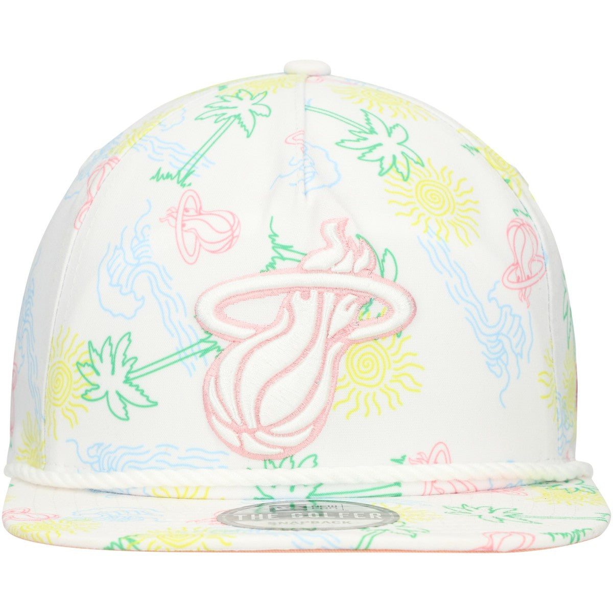 Miami Heat Palm Trees and Waves Golfer Adjustable Hat White - NBA