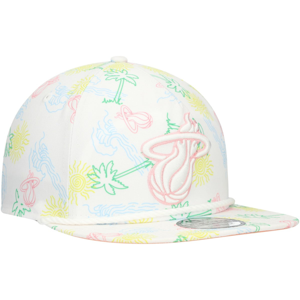 Miami Heat Palm Trees and Waves Golfer Adjustable Hat White - NBA