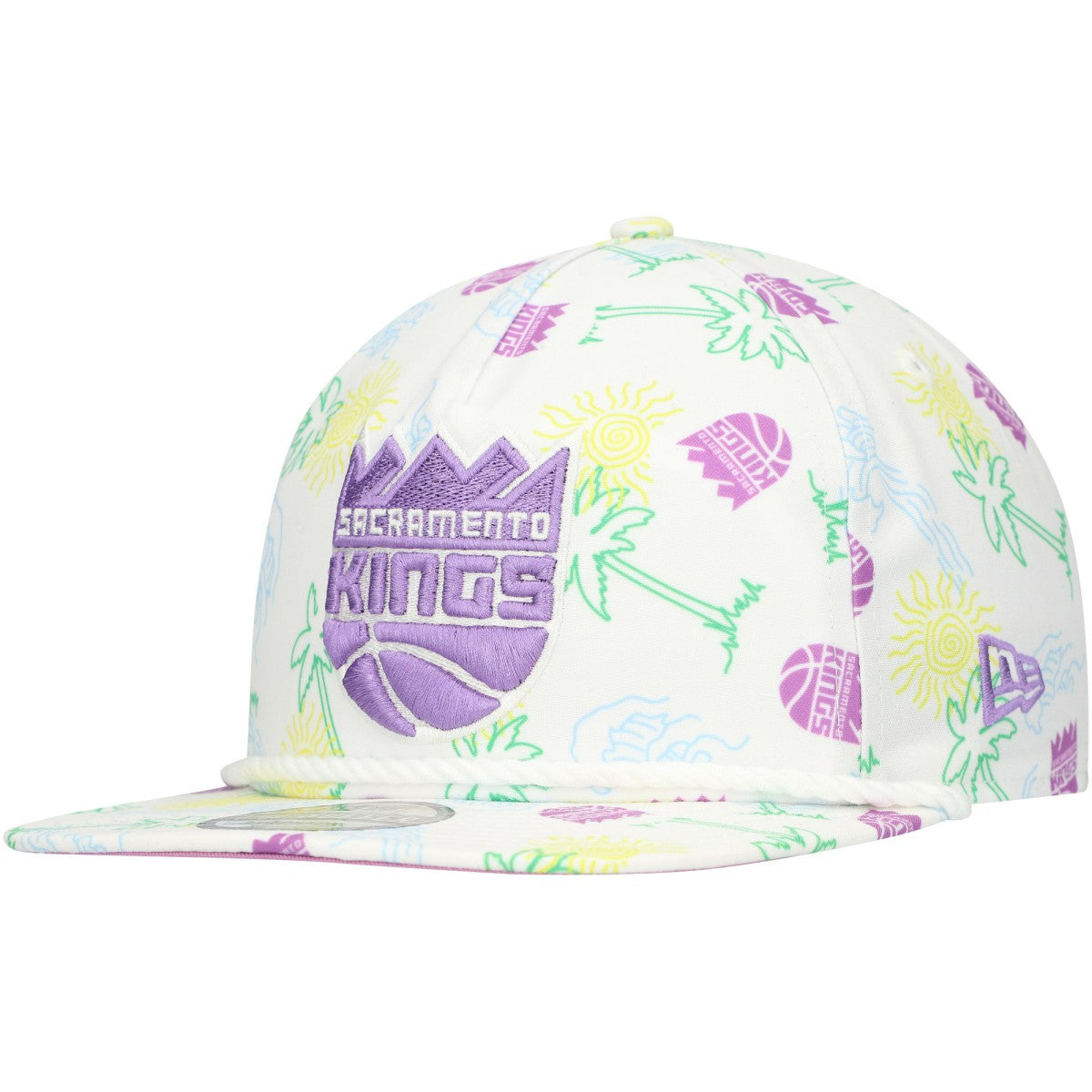 Sacramento Kings Palm Trees and Waves Golfer Adjustable Hat White - NBA