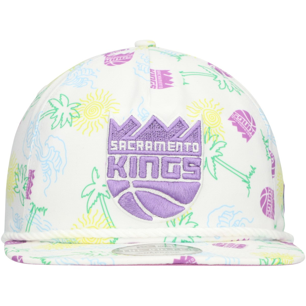 Sacramento Kings Palm Trees and Waves Golfer Adjustable Hat White - NBA