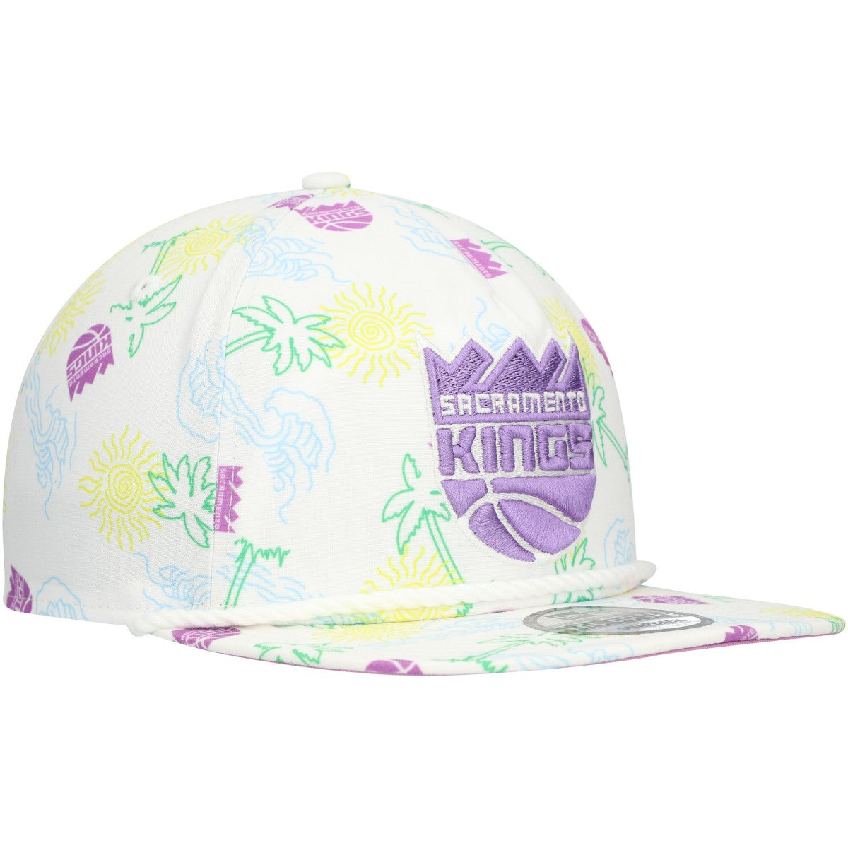 Sacramento Kings Palm Trees and Waves Golfer Adjustable Hat White - NBA