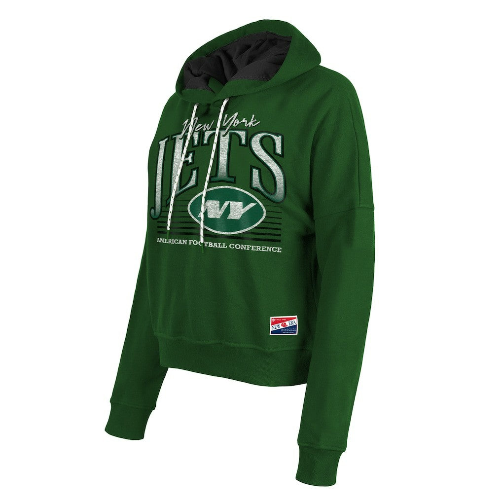 New York Jets New Era Women's Boxy Pullover Hoodie Heather Green | NFL