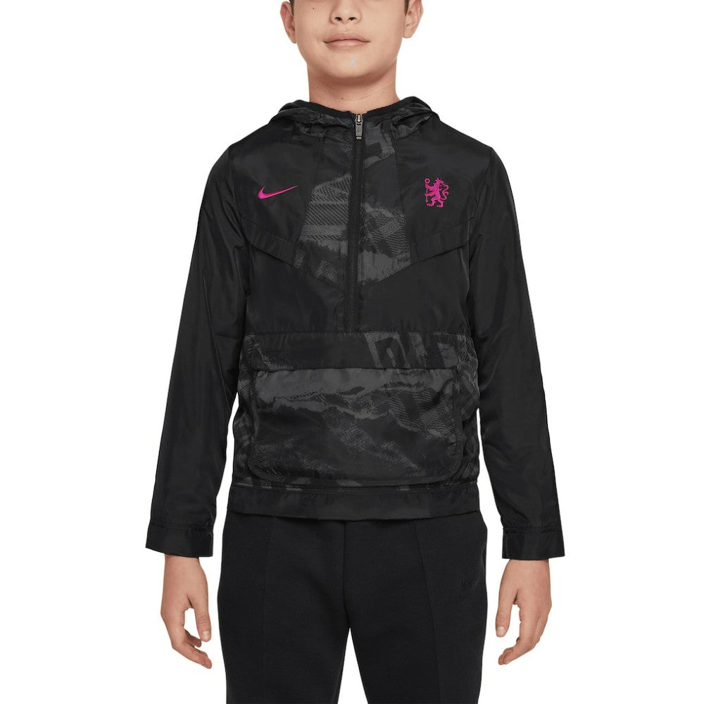 Chelsea Youth Amplify Windrunner Anorak Half-Zip Hoodie Jacket Black | Nike