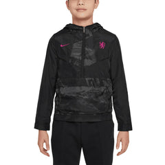 Chelsea Youth Amplify Windrunner Anorak Half-Zip Hoodie Jacket Black | Nike