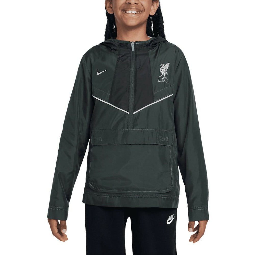 Liverpool Youth Amplify Windrunner Anorak Half-Zip Hoodie Jacket Black | Nike discount