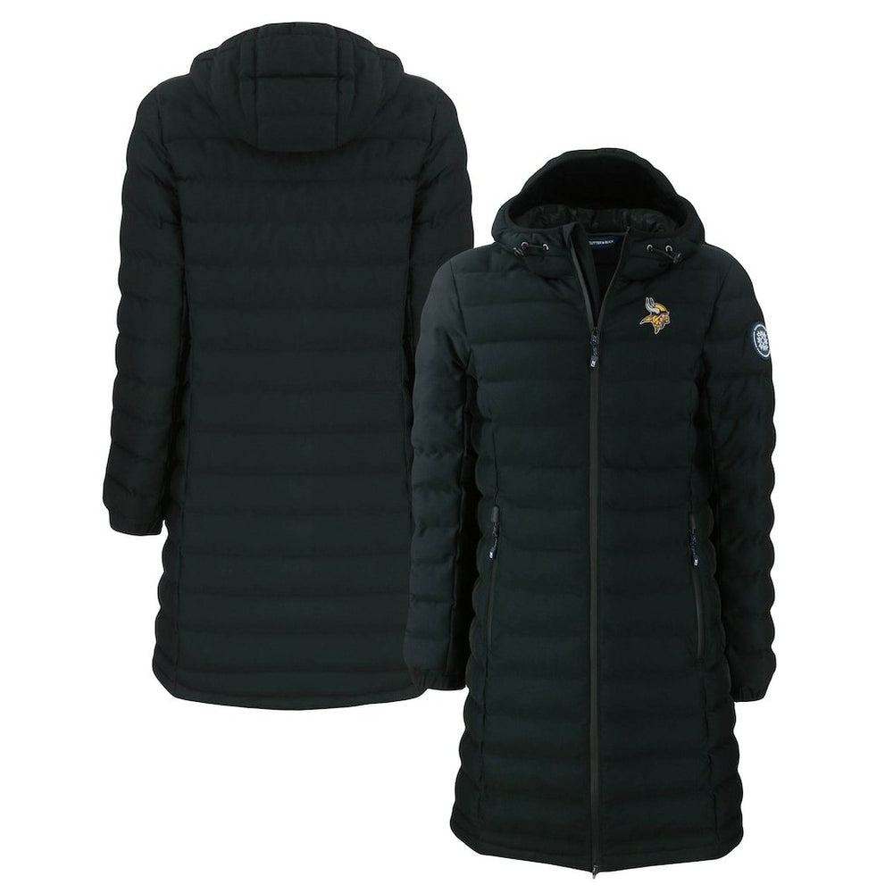 Minnesota Vikings Cutter & Buck Women's Mission Ridge Repreve Eco Insulated Long Full-Zip Puffer Jacket Black | NFL