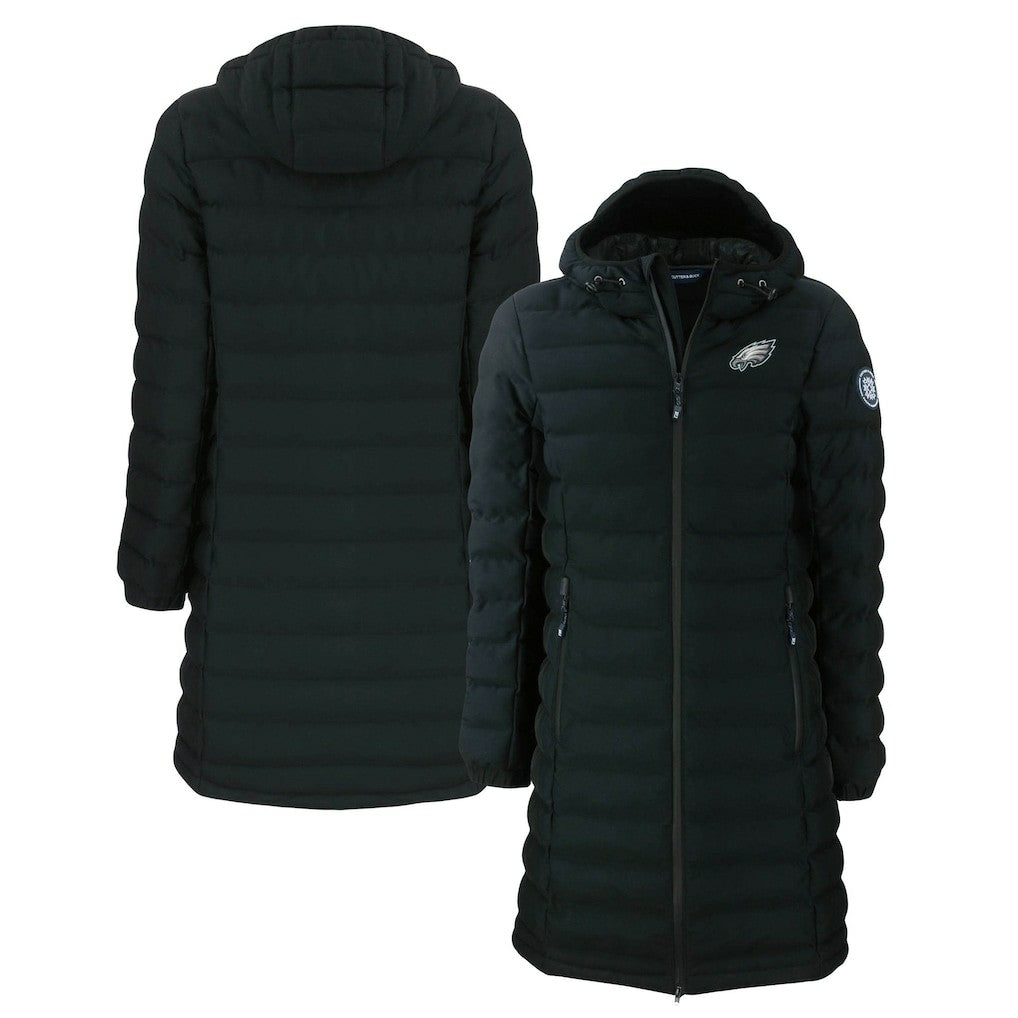 Philadelphia Eagles Cutter & Buck Women's Mission Ridge Repreve Eco Insulated Long Full-Zip Puffer Jacket Black | NFL
