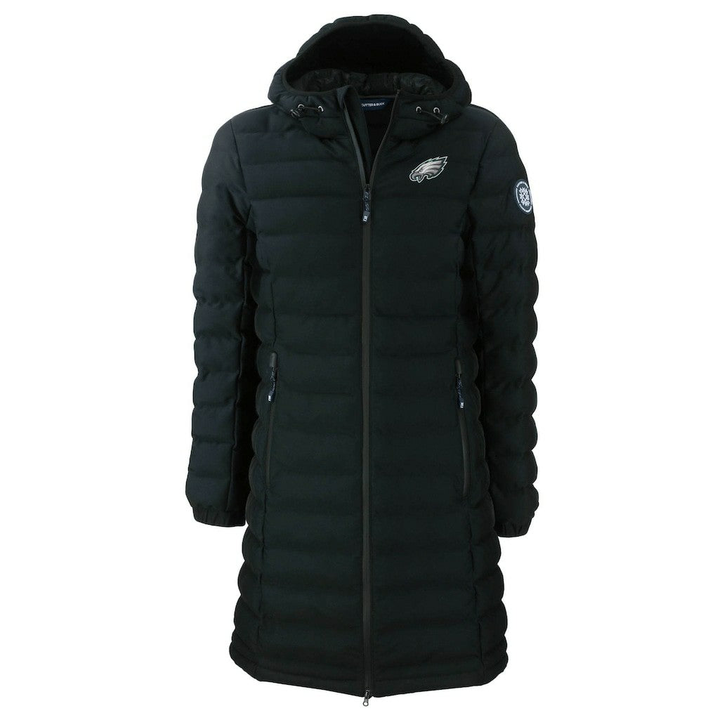 Philadelphia Eagles Cutter & Buck Women's Mission Ridge Repreve Eco Insulated Long Full-Zip Puffer Jacket Black | NFL