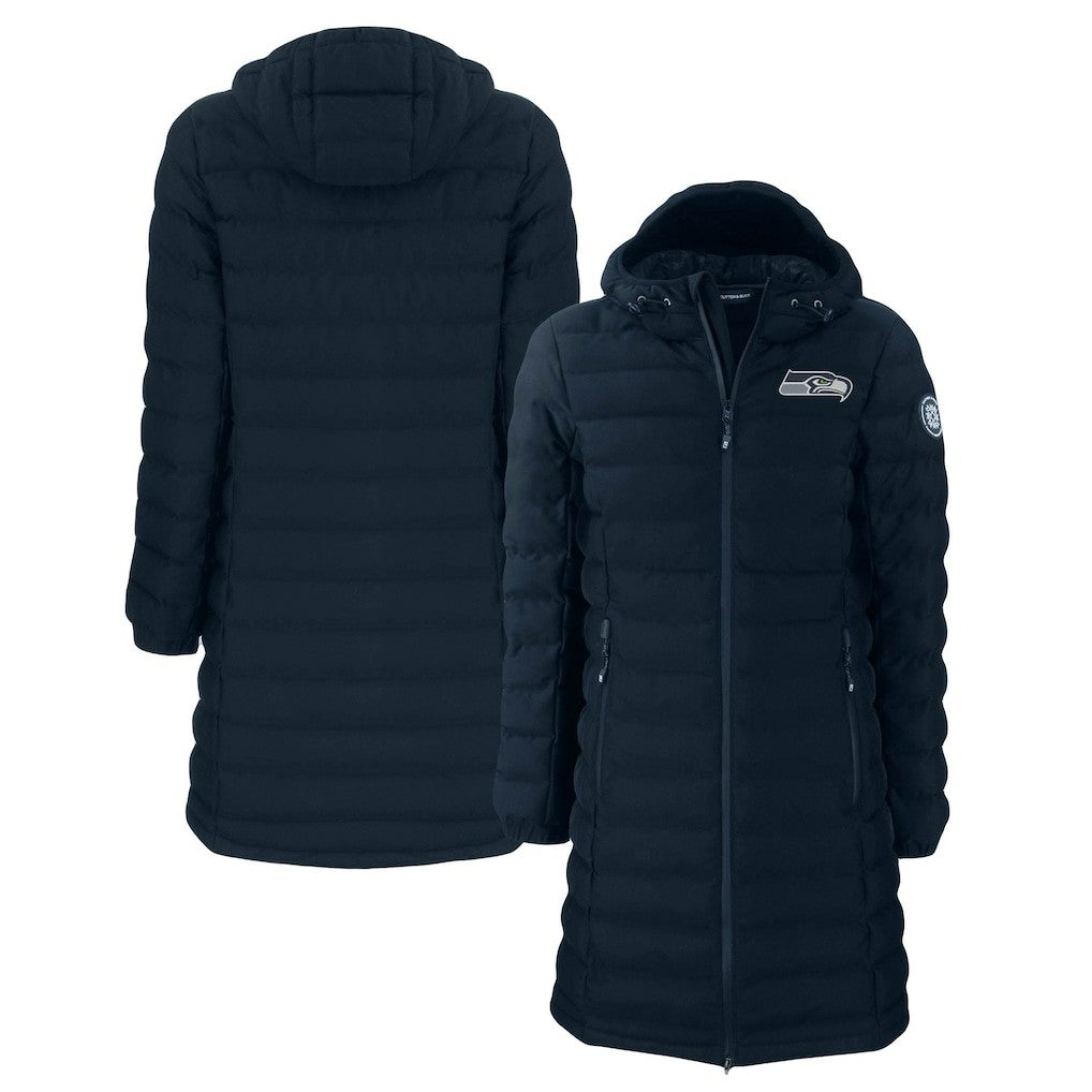Seattle Seahawks Cutter & Buck Women's Mission Ridge Repreve Eco Insulated Long Full-Zip Puffer Jacket Navy | NFL