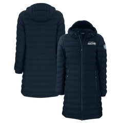 Seattle Seahawks Cutter & Buck Women's Mission Ridge Repreve Eco Insulated Long Full-Zip Puffer Jacket Navy | NFL