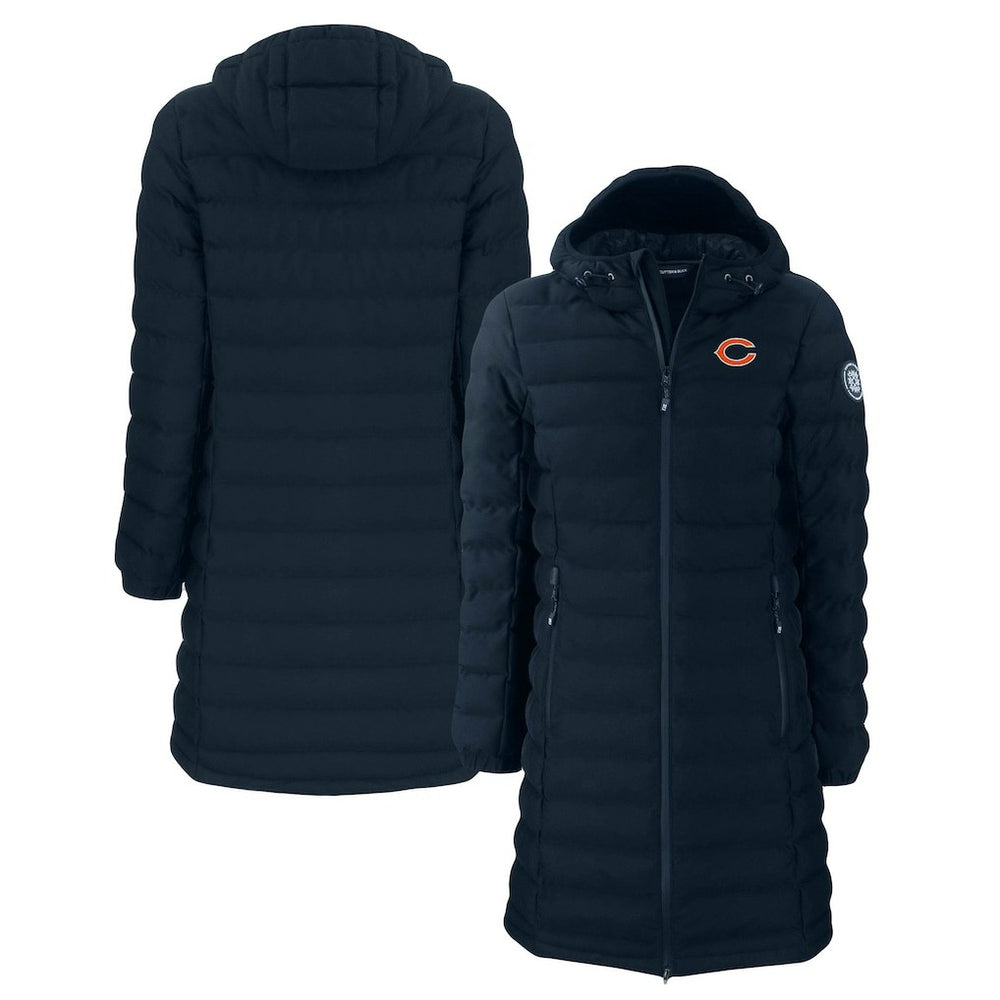 Chicago Bears Cutter & Buck Women's Mission Ridge Repreve Eco Insulated Long Full-Zip Puffer Jacket Navy | NFL