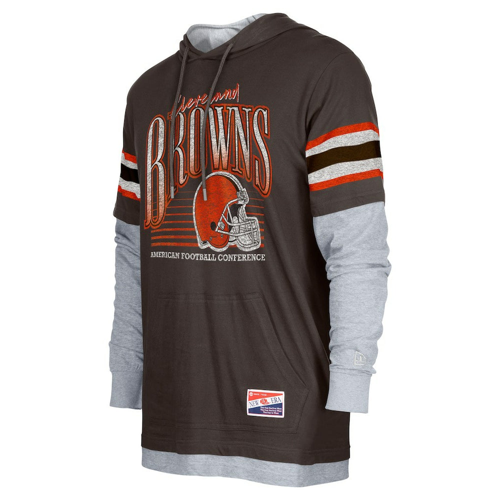 Cleveland Browns New Era Twofer Long Sleeve Hooded T-Shirt Brown | NFL