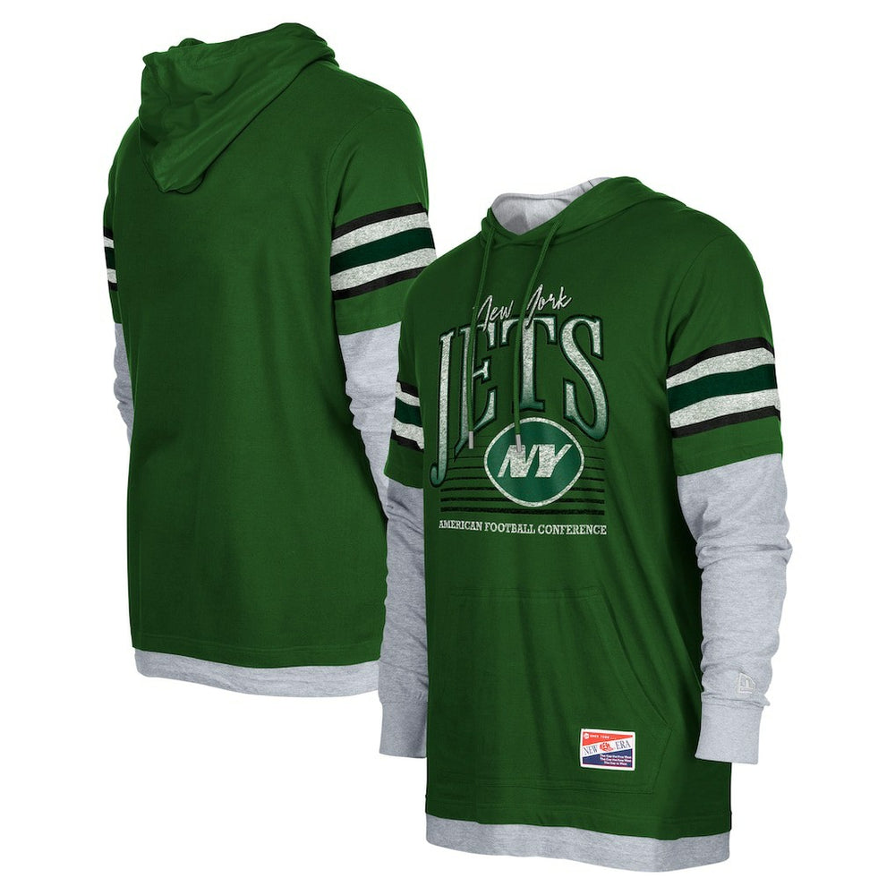 New York Jets New Era Twofer Long Sleeve Hooded T-Shirt Green | NFL
