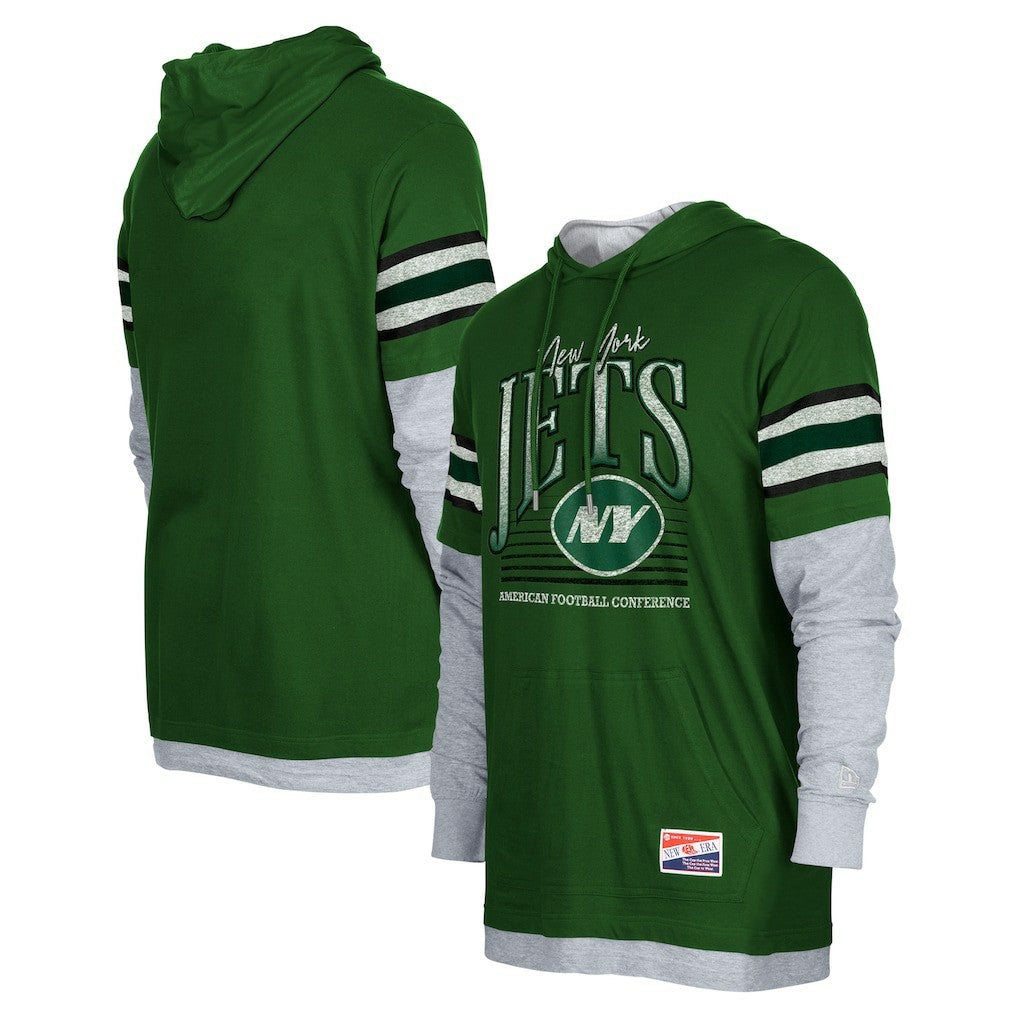 New York Jets New Era Twofer Long Sleeve Hooded T-Shirt Green | NFL
