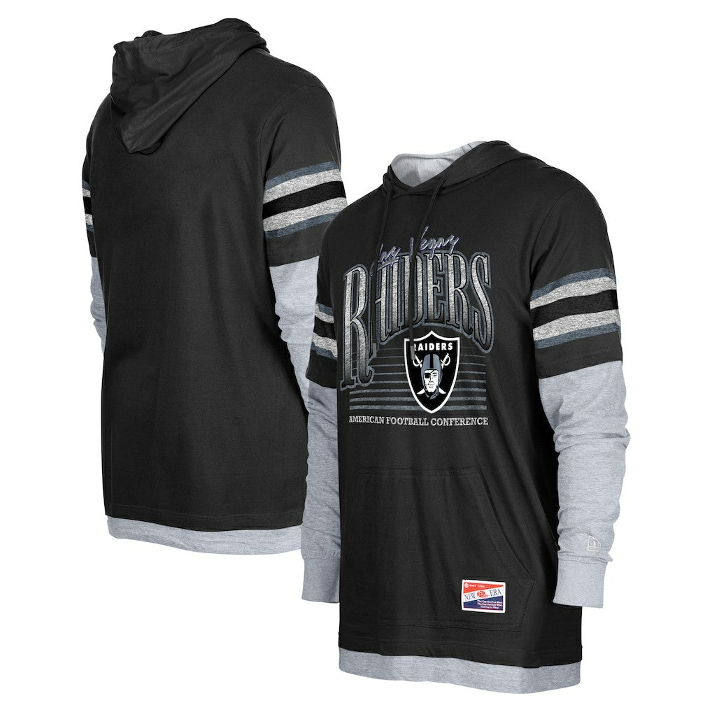 Las Vegas Raiders New Era Twofer Long Sleeve Hooded T-Shirt Black | NFL