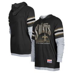 New Orleans Saints New Era Twofer Long Sleeve Hooded T-Shirt Black | NFL
