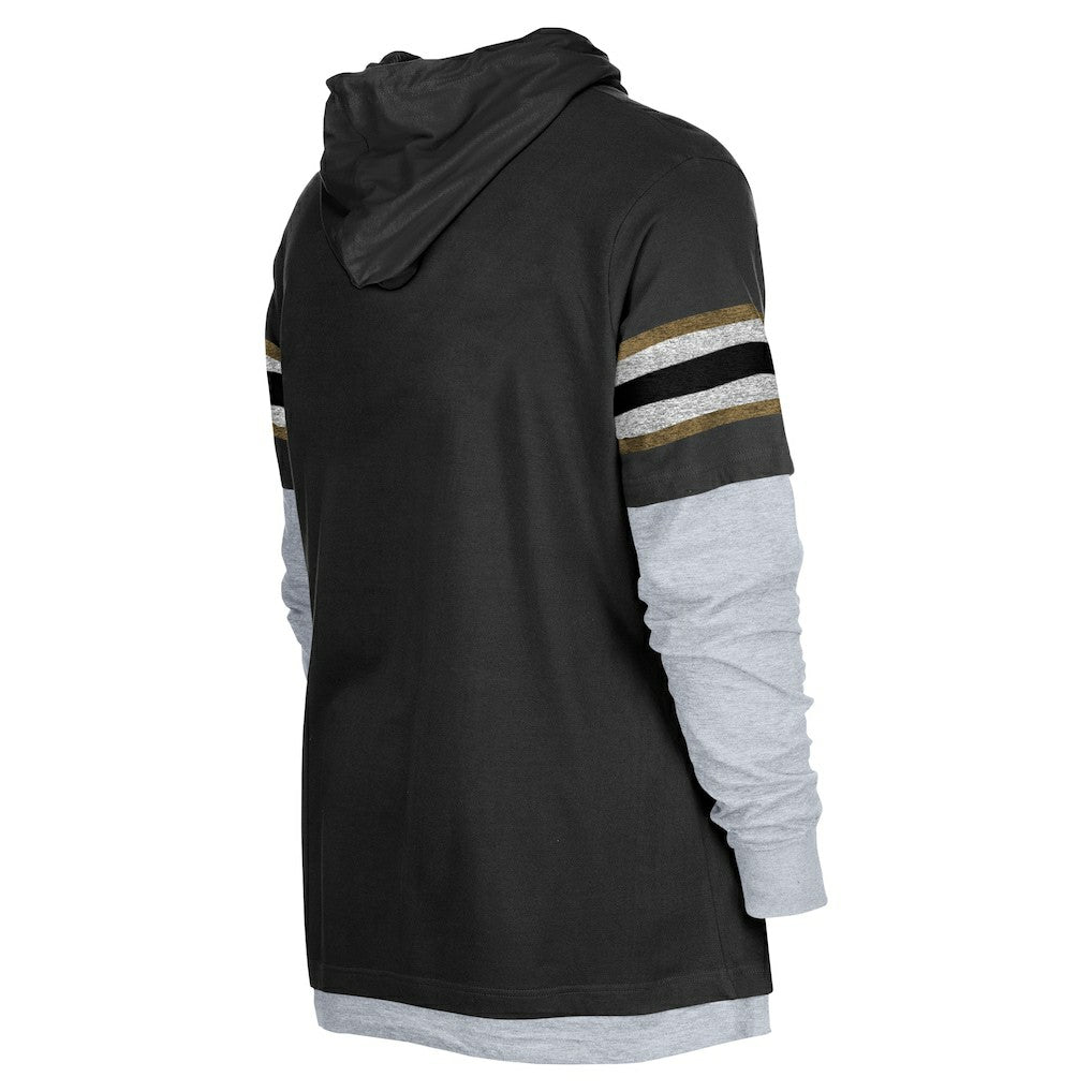 New Orleans Saints New Era Twofer Long Sleeve Hooded T-Shirt Black | NFL